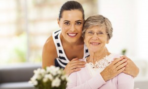 woman and senior mother at home